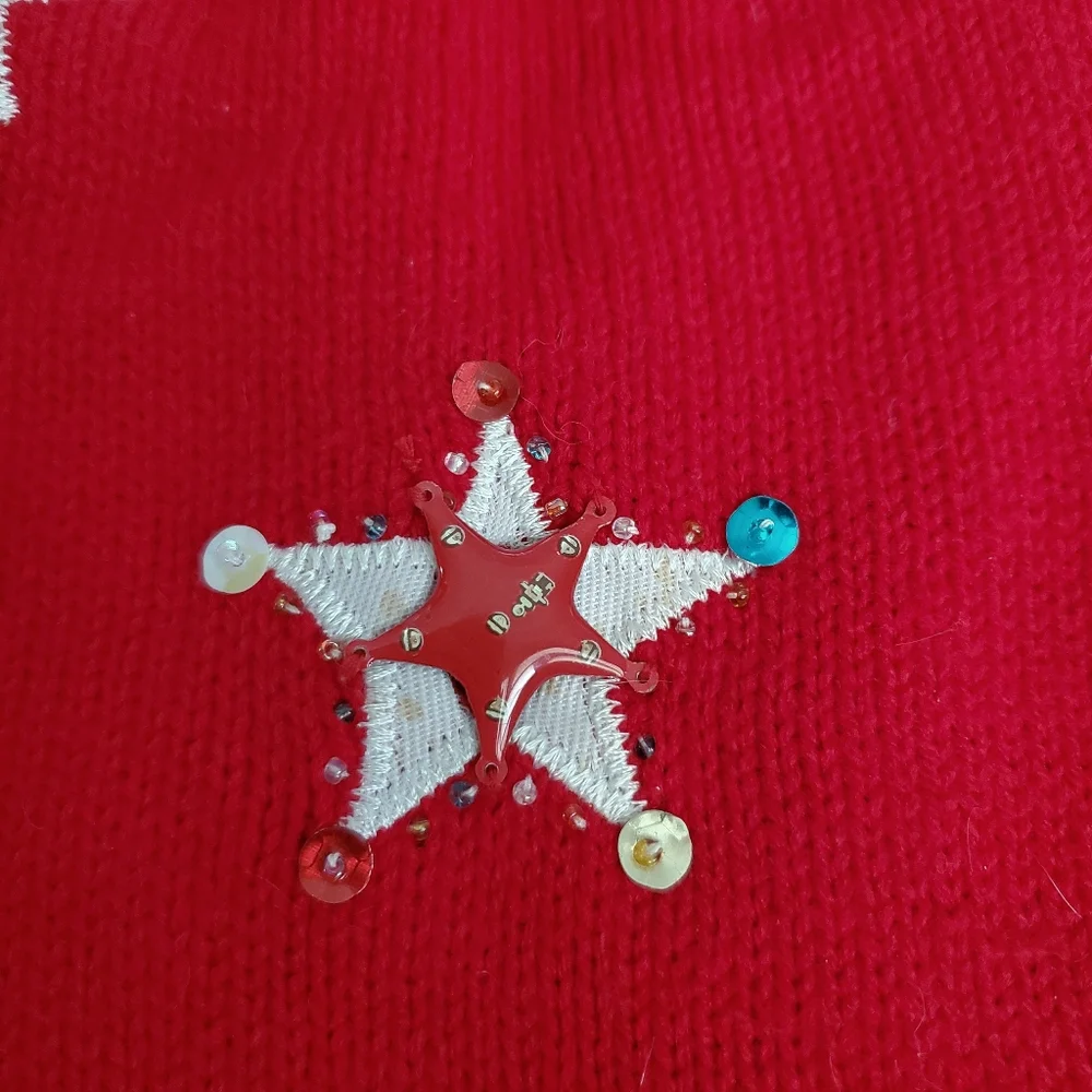 Zack & Zoey RED Holiday Star Dog Sweater Sequins Star Sequins‎ Size SMALL
